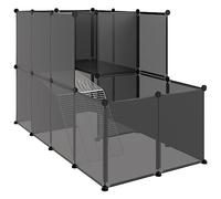 vidaXL Small Animal Cage with Ladder and Platform - Water-Resistant, Easy to Assemble, Space-Saving Design, For Puppies, Kittens, Bunnies, Hedgehogs, Hamsters, Guinea Pigs - Black, Made of PP and ...