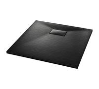 vidaXL SMC Black Shower Base Tray - 90x90cm Shower Receptor Rectangle Bathroom Floor with Low Threshold, Non-Slip, Scratch & Stain Resistant