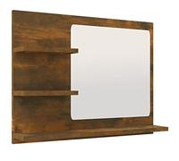 vidaXL Smoked Oak Bathroom Mirror, 60x10.5x45 cm, Wall-Mounted Storage Solution, Modern Aesthetic, Moisture-Resistant Engineered Wood, Space-Saving Design