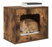 vidaXL Smoked Oak Cat House, 51 x 30 x 42 cm, Composite Wood, Modern Cat Lounge, Rectangular Cat House, Home Furniture for Indoors, Minimalist Retreat
