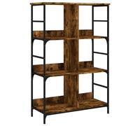 vidaXL Smoked Oak Engineered Wood Book Cabinet Storage Rack - Industrial Style Bookshelf with Sturdy Frame and Ample Storage Compartments