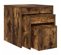 vidaXL Smoked Oak Engineered Wood Nesting Tables - Set of 3, Space-Saving, Versatile Use, Quality Material, Easy Assembly & Cleaning