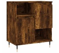 vidaXL Smoked Oak Engineered Wood Sideboard with Iron Legs - Compact Storage Solution for Living Room, Bedroom - Ample Storage Space & Sturdy Design