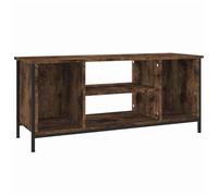vidaXL Smoked Oak TV Cabinet - Engineered Wood and Steel, 102x35x45 cm, Spacious Storage with 4 Compartments, Adjustable Legs, Easy Assembly - Ideal for Living Room and Bedroom