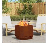 vidaXL Smokeless Fire Pit Brown 58 x 58 x 51 cm Weathering Steel