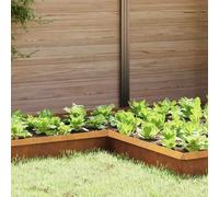 vidaXL Rusty Snail Fence, 10 x 10 x 25 cm, Weatherproof Steel, Garden and Patio, Modern Snail Protection, Durable Garden Fence Edge, Landscape Protection