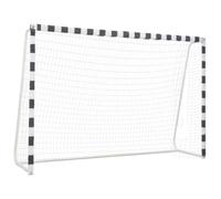 vidaXL Soccer Goal 300x200x90 cm - Metal Frame, Black/White, Weather- PE Net, Easy Assembly, Outdoor Football Post