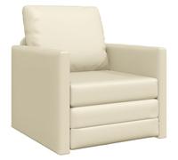 vidaXL Sofa Bed 2-in-1 Cream 74 x 77 x 81 cm Faux Leather Armchair for Living Room Chair Contemporary Plush Seating Indoor Single Stylish Compact