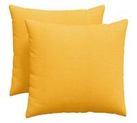 vidaXL Sofa Pillows 2 pcs Light Yellow 50 x 50 cm Corduroy Fabric, Luxurious Living Room, Modern Decor, Removable Covers, Soft Plush Pillows, Velvety Cushions, Chic Lounge Accents, Indoor Textiles