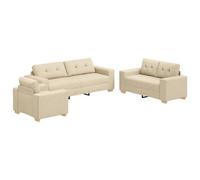 Vidaxl Sofa Set With Cushion With Pillow Cream Fabric