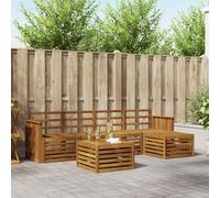 Outdoor Sofa Set Natural Solid Acacia Wood 59x59x37cm Modular 6pc Slatted Garden