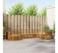 Outdoor Sofa Set Natural Solid Acacia Wood 310x191.5x73 cm Slatted Modular EcoXL
