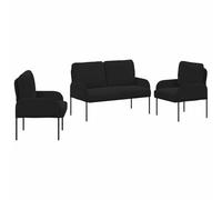 vidaXL Sofa Sets with Cushion 3 pcs Black 115 x 56 x 80 cm Plywood, Living Room, Stylish Sofa, Modern Furniture, Comfortable Couch, Minimalist Design, Lounge, Urban Seating, Functional Unit