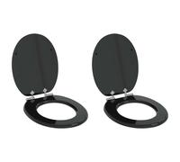 vidaXL Soft-Close Toilet Seat 2 pcs Black 44 x 38 cm MDF board