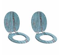 vidaXL Soft-Close Toilet Seat 2 pcs Blue 44 x 38 cm MDF board
