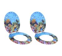 vidaXL Soft-Close Toilet Seat 2 pcs Deep Sea Blue 44 x 38 cm MDF board