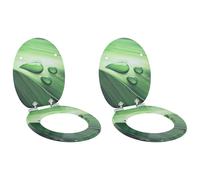 vidaXL Soft-Close Toilet Seat 2 pcs Green Drop 44 x 38 cm MDF board