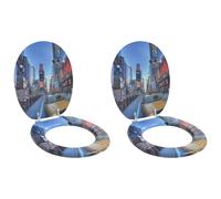 vidaXL Soft-Close Toilet Seat 2 pcs Grey 44 x 38 cm MDF board