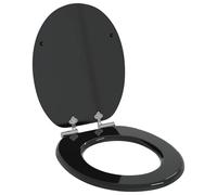 vidaXL Toilet Seat Black 44 x 38 cm MDF board, Modern Bathroom, Soft Close Toilet Seat Installation, Elegant Accessory for Indoor Style, Functional Upgrade, Easy Assembly