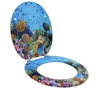 vidaXL Toilet Seat Deep Sea Blue 44 x 38 cm MDF board, Modern Bathroom, Soft Close Toilet Seat Installation, Elegant Accessory for Indoor Style, Functional Upgrade, Easy Assembly