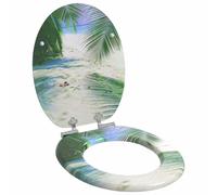 Toilet Seat Green MDF 44x38cm Soft-Close Non-Slip Bumpers Standard Fixing Indoor