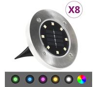 vidaXL 8x Solar Ground Lights LED Lights RGB Colour Garden Outdoor Floor Light