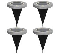 vidaXL Solar Ground Lights with Ground Spikes Outdoor 4 pcs, Solar Light for Garden Pathway Lawn Patio Yard Landscape, Disk Light, Warm White