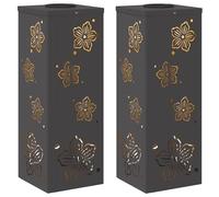 vidaXL Solar LED Path Light Pack of 2 Black Cold Rolled Steel