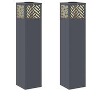 vidaXL Solar LED Pathway Light 2 pcs Anthracite Cold Rolled Steel, Garden and Terrace, Rectangular, Modern, Durable Design, Functional Spaces for Outdoor Relaxation and Enjoyment, Versatile Use