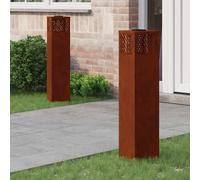 vidaXL Solar LED Path Light, 2 Pieces, Corten Steel, Corten Steel, Garden and Patio, Rectangular, Modern, Durable Design, Functional Spaces for Relaxation and Outdoor Enjoyment, Versatile Use
