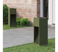 vidaXL Solar Led Pathway Light 2 pcs Olive Green Cold Rolled Steel