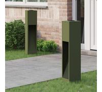 vidaXL Solar Led Pathway Light 2 pcs Olive Green Cold Rolled Steel
