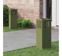 vidaXL Solar LED Pathway Light 2 pcs Olive Green Cold Rolled Steel