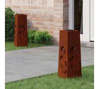 vidaXL Solar LED Pathway Light 2 pcs Rusty Weathering Steel