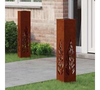 vidaXL Solar LED Pathway Light 2 pcs Rusty Weathering Steel