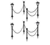 vidaXL 4X Solar Lights with Chain Fence and Poles LED Weather Resistance Decorative Outdoor Patios Paths Yard Garden Solar Lamp Lighting
