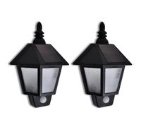 vidaXL Solar Wall Lamp 2 pcs, Outdoor Wall Light for Patio Pathway Paveway Deck Yard, Garden Light with Motion Sensor, Security Lamp