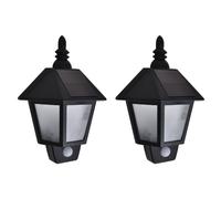 vidaXL Solar Wall Lamps 2 pcs with Motion Sensor Black