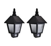 vidaXL Solar Wall Lamps 2 pcs with Motion Sensor Black, Black