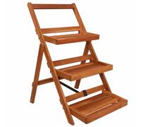 vidaXL Solid Acacia Wood 3-Tier Plant Stand Garden Display Foldable Ladder Rack