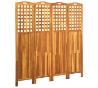 vidaXL Solid Acacia Wood 4-Panel Room Divider 161x2x170 cm Decorative Screen