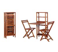vidaXL Solid Acacia Wood Bistro Set 3 Piece Garden Furniture Table Chairs