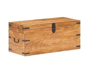 vidaXL Solid Acacia Wood Chest/Storage Box/Hall Bench| Beautiful Wooden Grain Patterns | Secure Storage Unit with Front Latch | Farmhouse/Retro Design