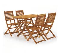 vidaXL Solid Acacia Wood Folding Garden Dining Set 5 Piece Chairs and Table