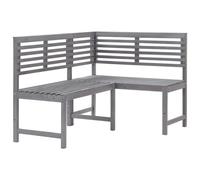 vidaXL Solid Acacia Wood Garden Corner Bench Grey Outdoor Balcony Lounge Chair