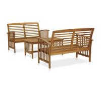 vidaXL Solid Acacia Wood Garden Lounge Set 3 Piece Patio Outdoor Furniture Set
