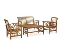 vidaXL Solid Acacia Wood Garden Lounge Set 4 Piece Patio Outdoor Furniture Set