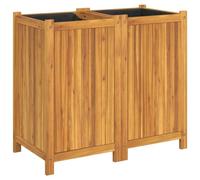 vidaXL Solid Acacia Wood Garden Planter Box with Liner - Rectangular Outdoor Flower Pot for Patio/Balcony 84x42x75cm - Brown