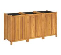 vidaXL Solid Acacia Wood Garden Planter-Rectangular Flower Pot Box for Outdoor-Patio/Balcony Decor with Liner-150x50x75 cm