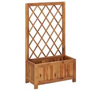 vidaXL Garden Raised Bed with Built-in Trellis - Rustic Solid Acacia Wood - Weather Resistant and Durable - Perfect for Garden, Patio, Terrace